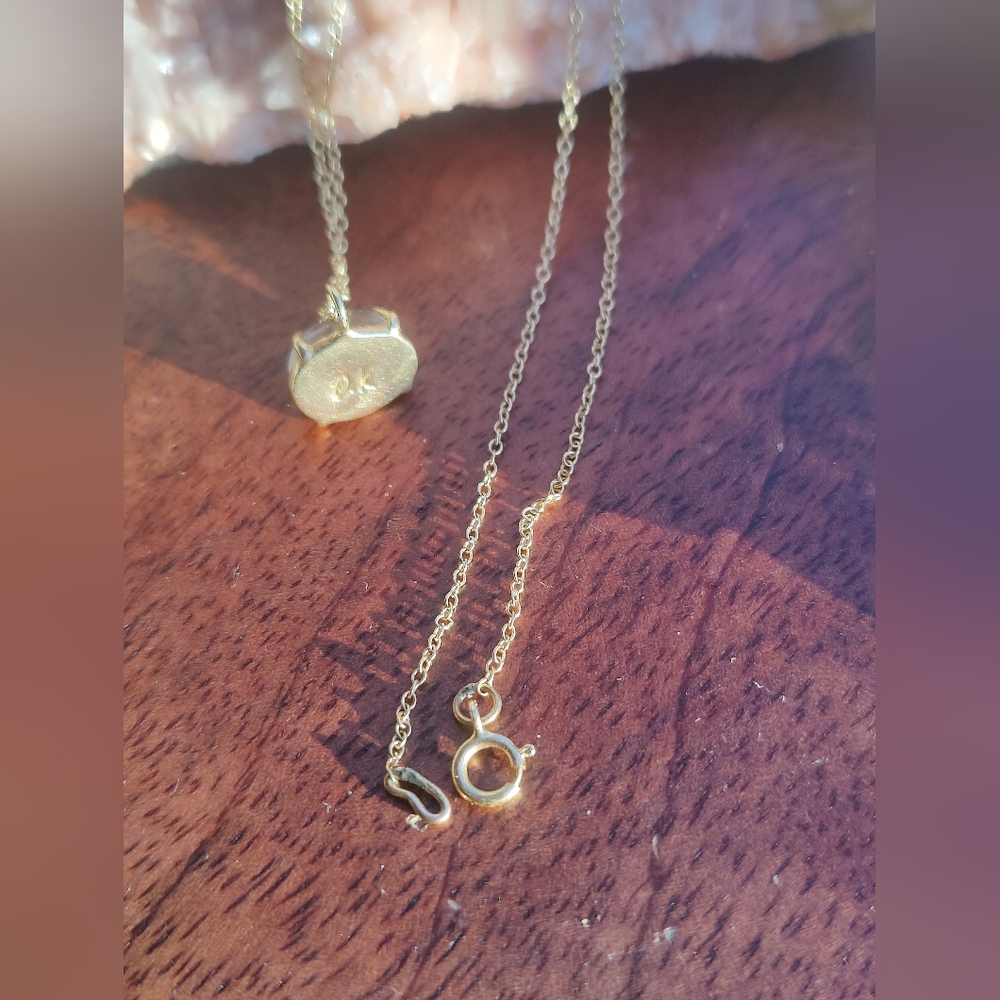 ✨SOLD✨ 14K Gold Quartz Cabochon “OK” Pendant Necklace With Claw Setting ✨ - Picture 4 of 7
